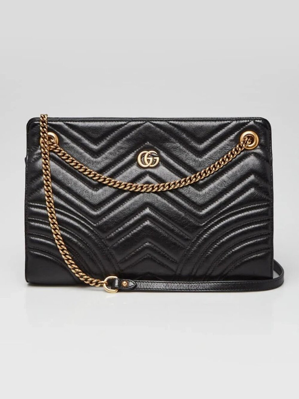 Gucci Black Quilted Calf Leather Marmont Medium Frame Top Shoulder Bag